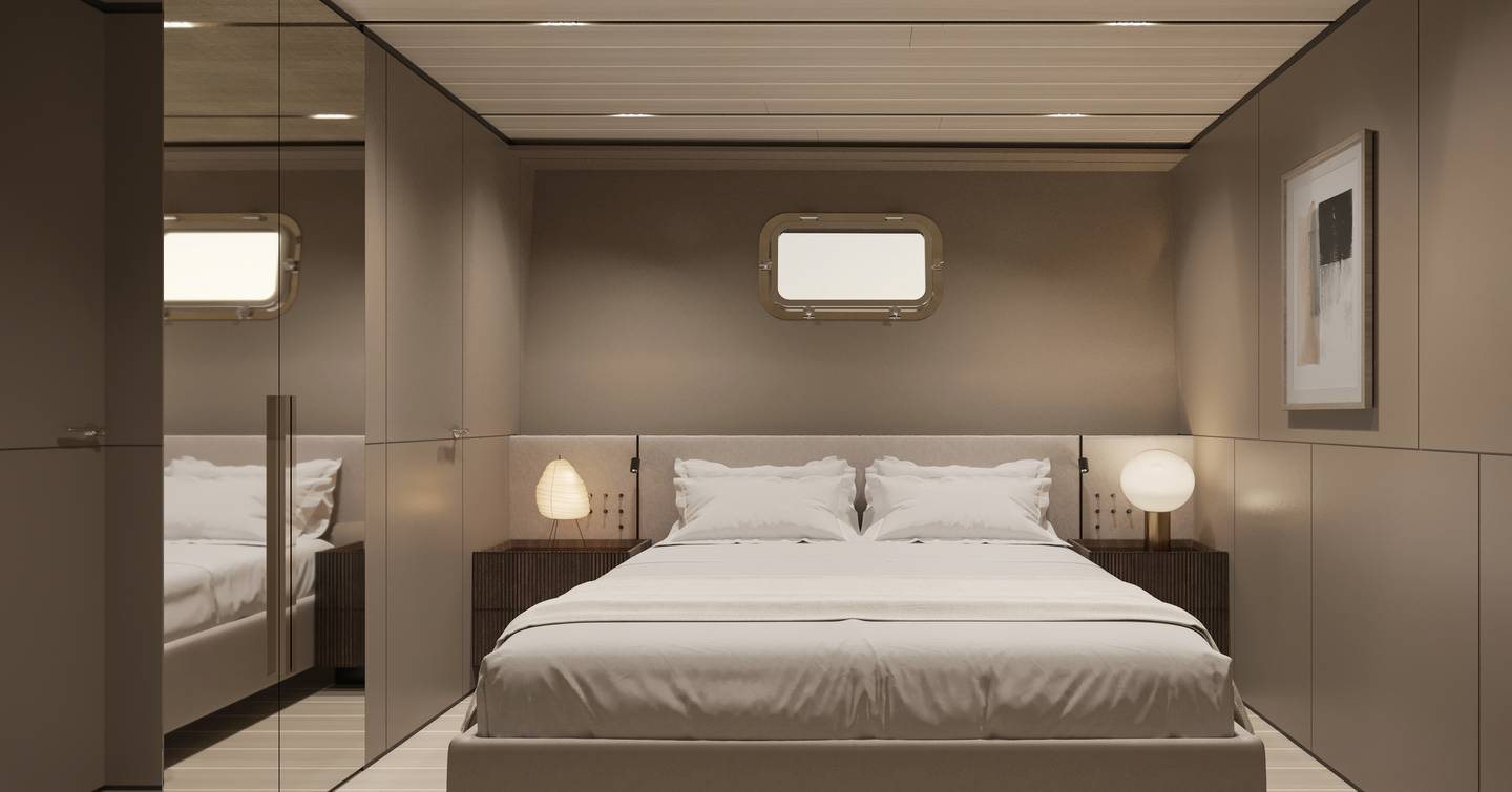 Rendering of Bluegame BGX83 motor yacht guest cabin 