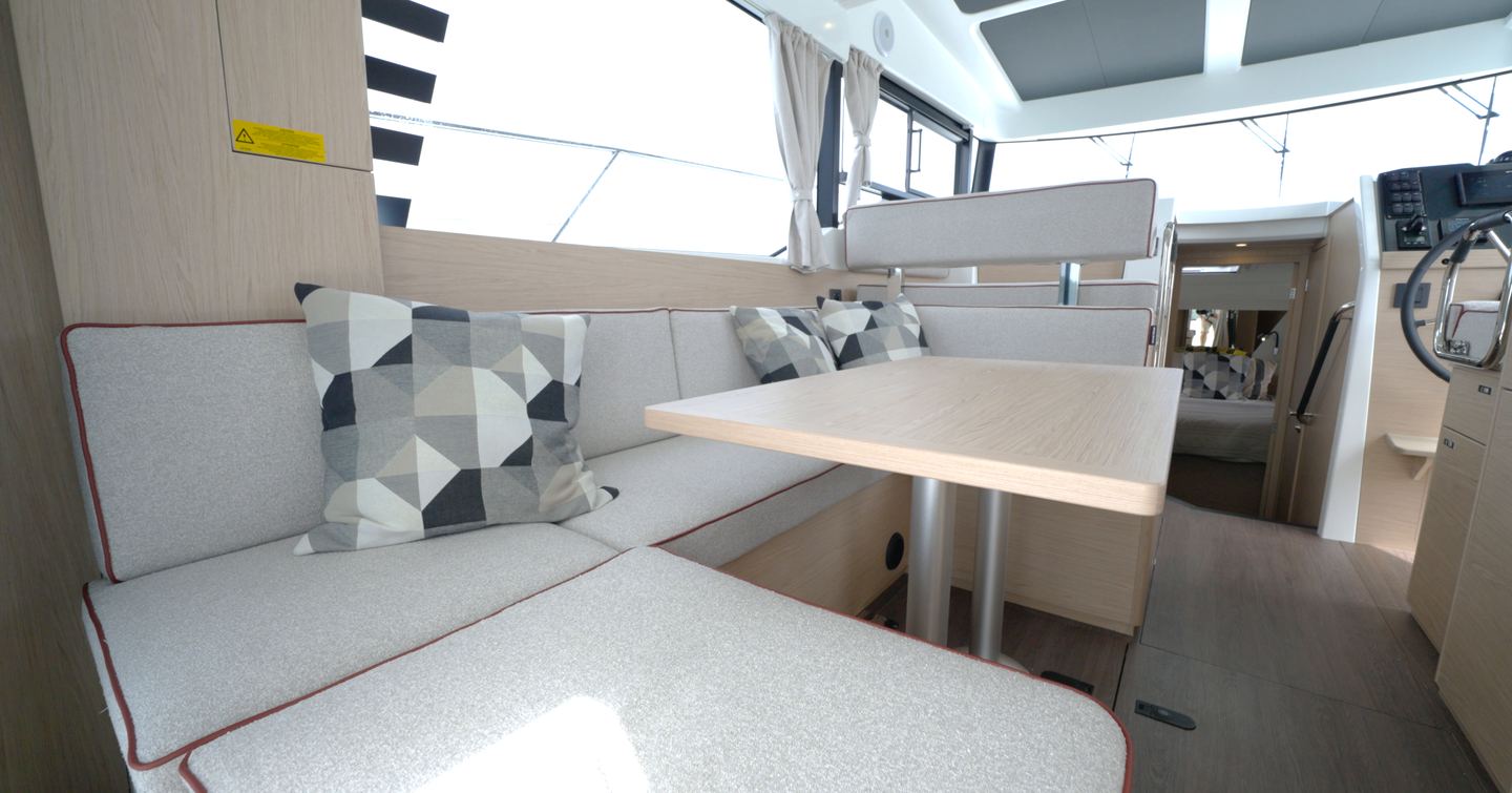 Beneteau Swift Trawler 37 Fly saloon dinette converting into an additional berth