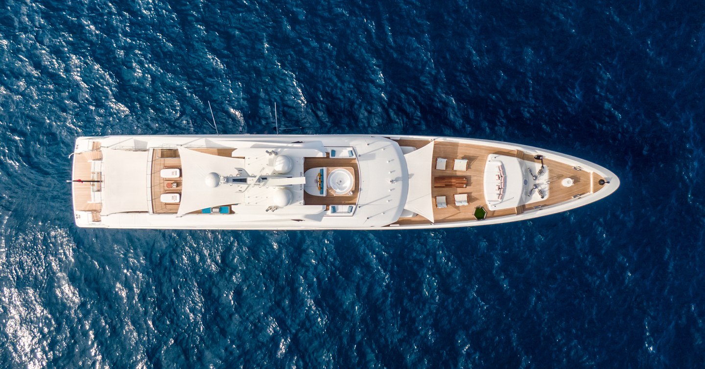 Aerial view of Superyacht Somnium at anchor 