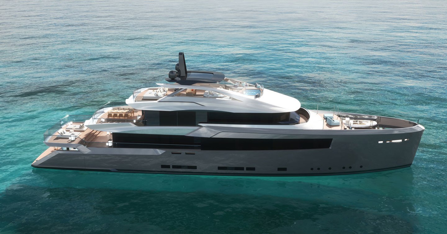 Estrade superyacht on expanse of calm sea