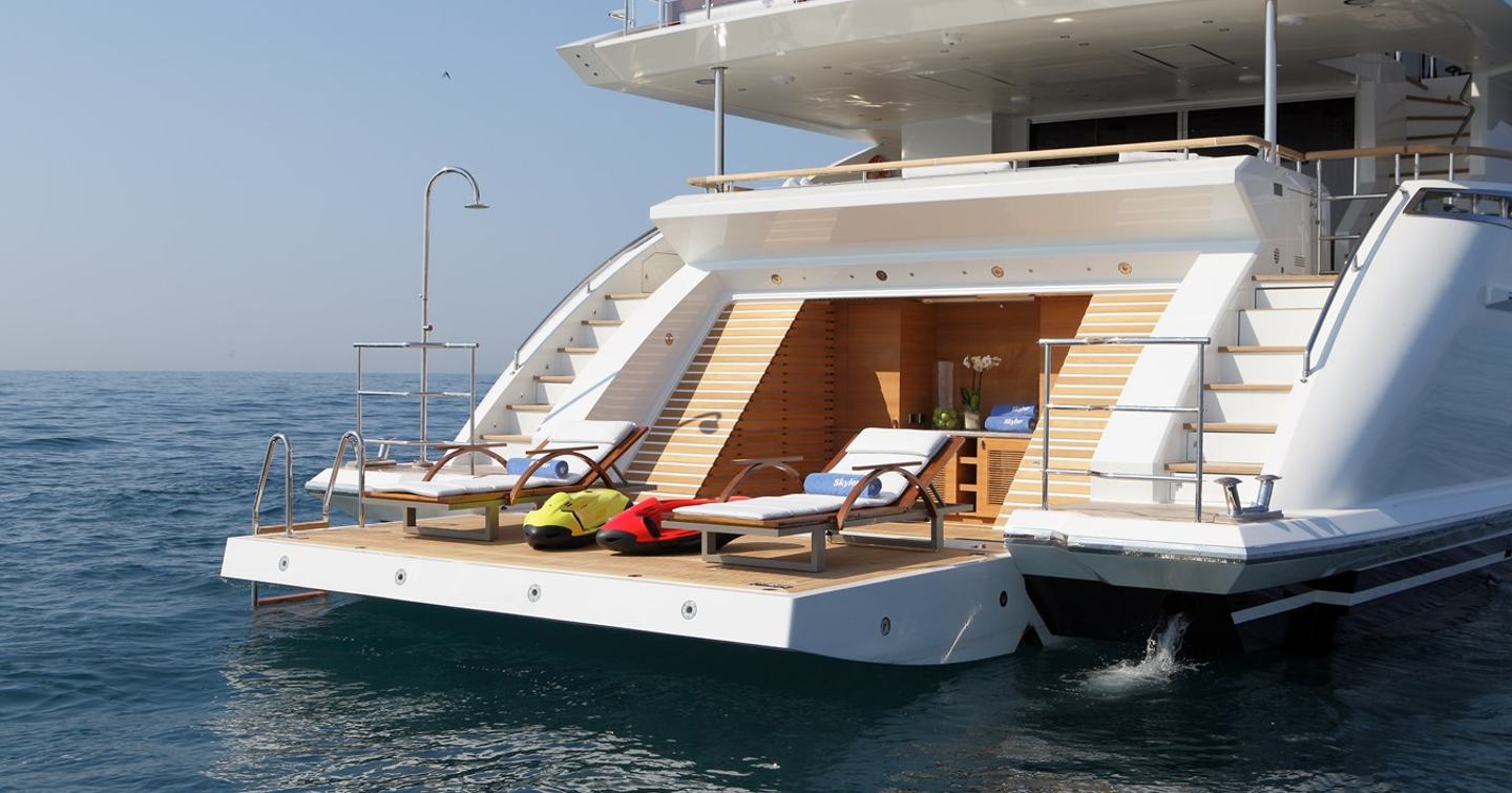 Superyacht Inspiration beach club with sunpads 