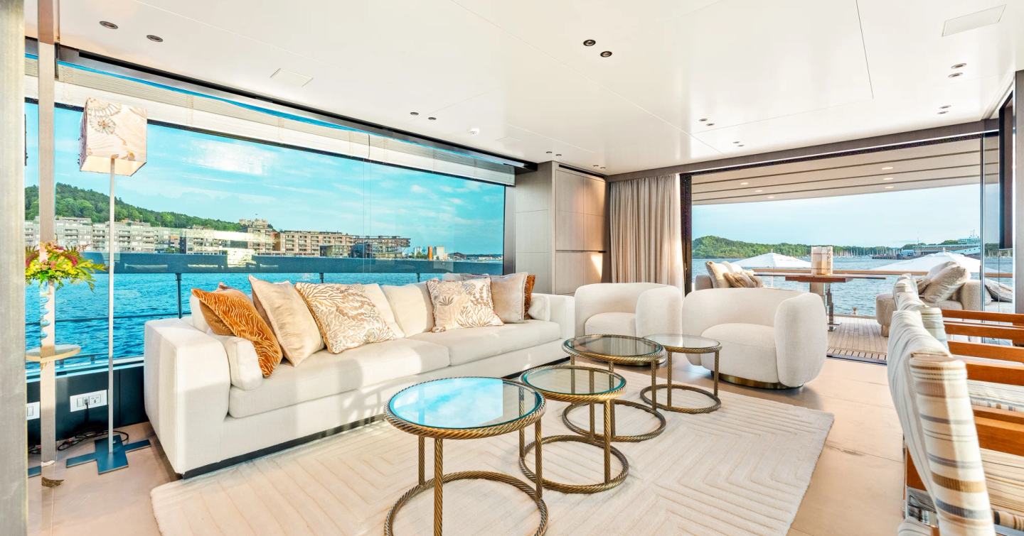 Sanlorenzo motor yacht North main saloon lounge area 