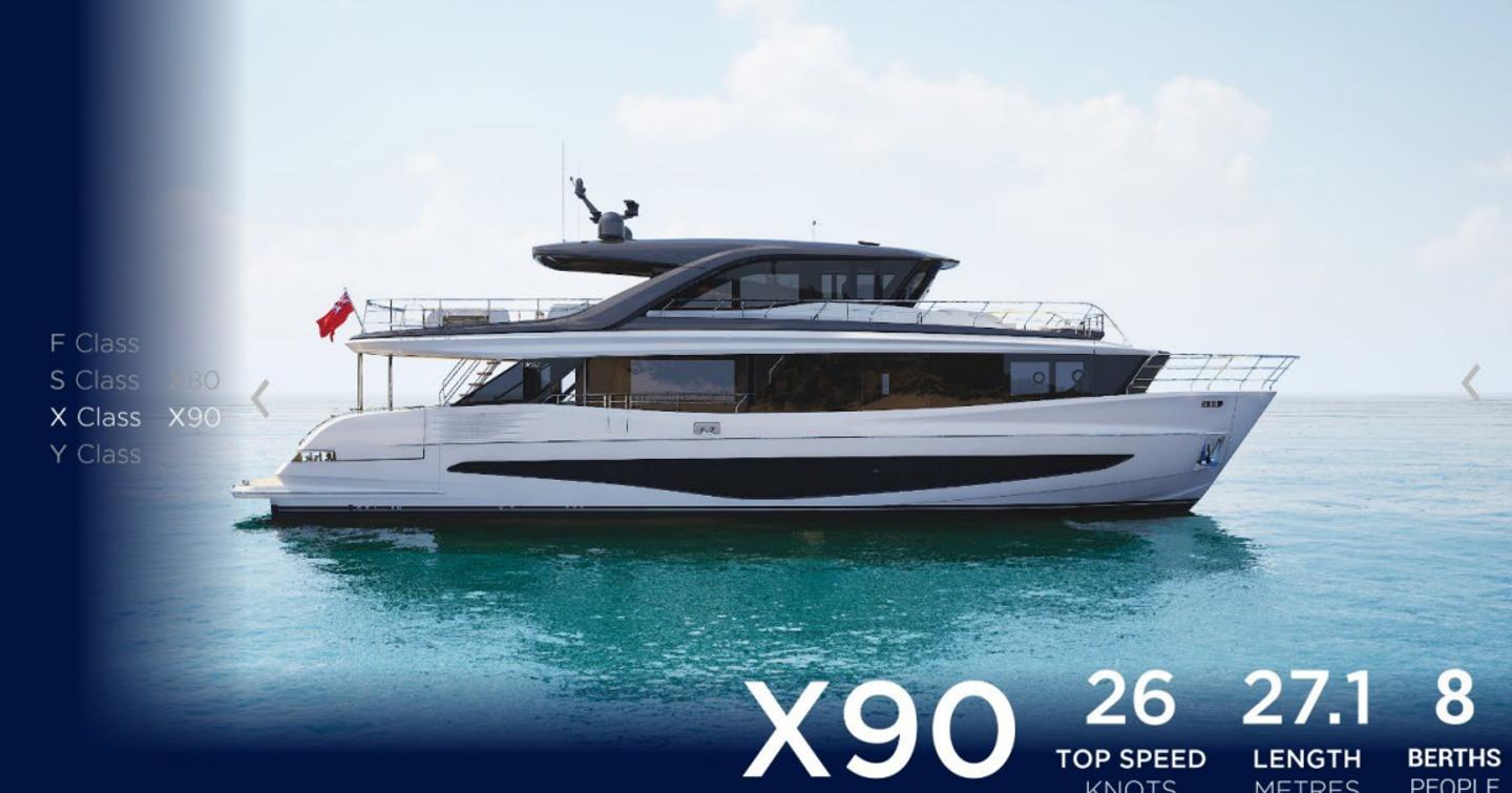 Rendering of  Princess X90 motor yacht