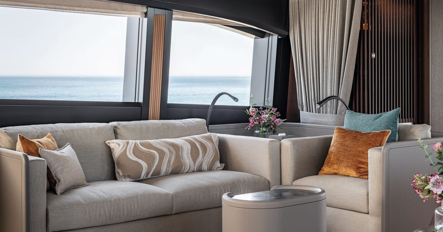 Interior seating onboard sportsfisher yacht SPECIAL ONE