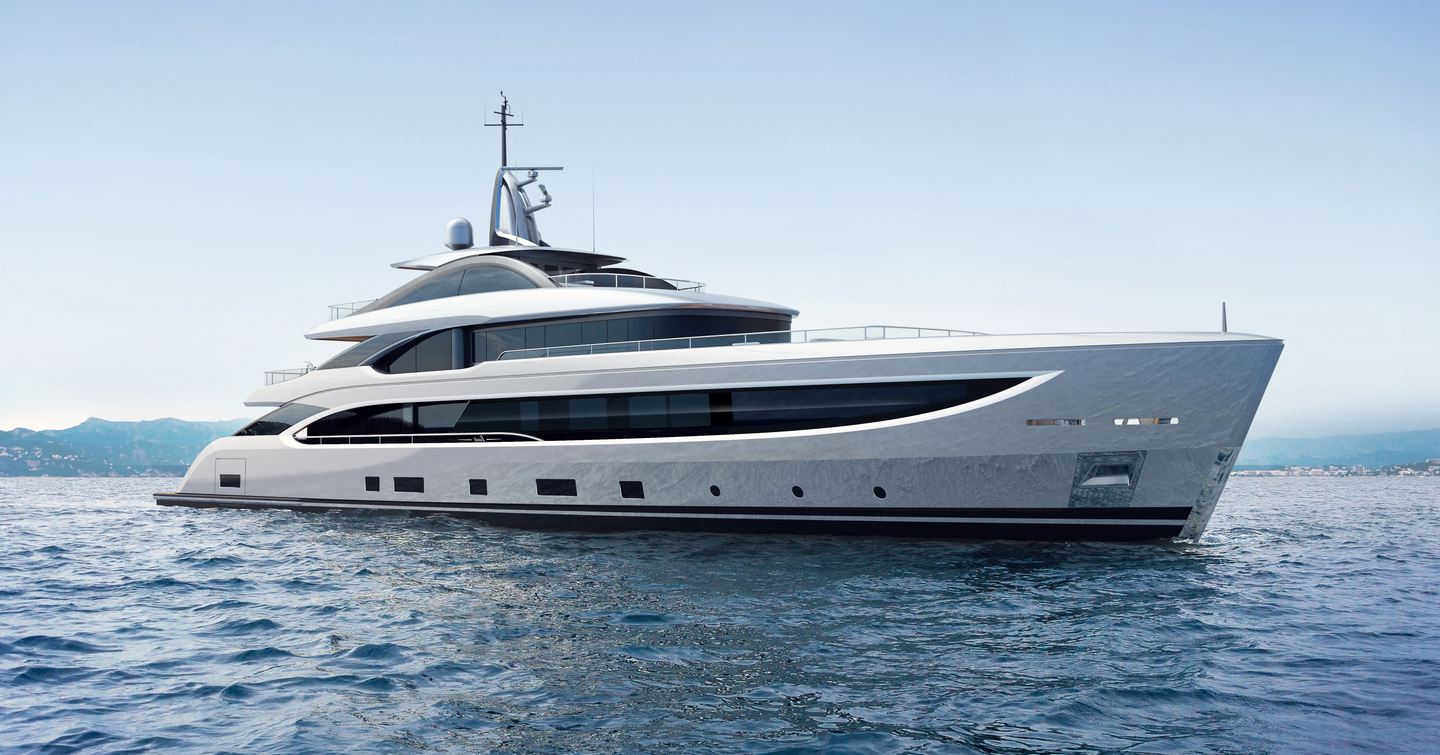 Rendering of Superyacht Xwave at anchor