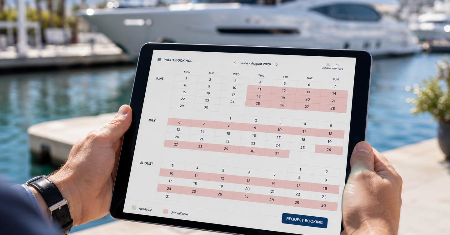 Tablet displaying calendar with unavailable dates