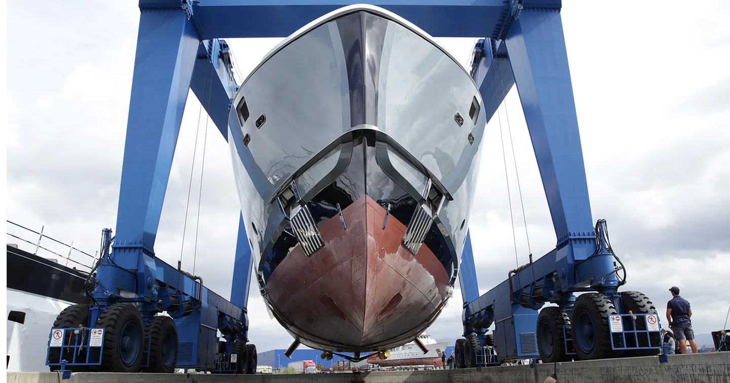  Amer explorer yacht Even Further at launch bow view 