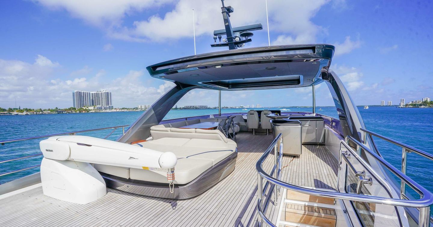 Princess motor yacht Record Year flybridge with sun pads 