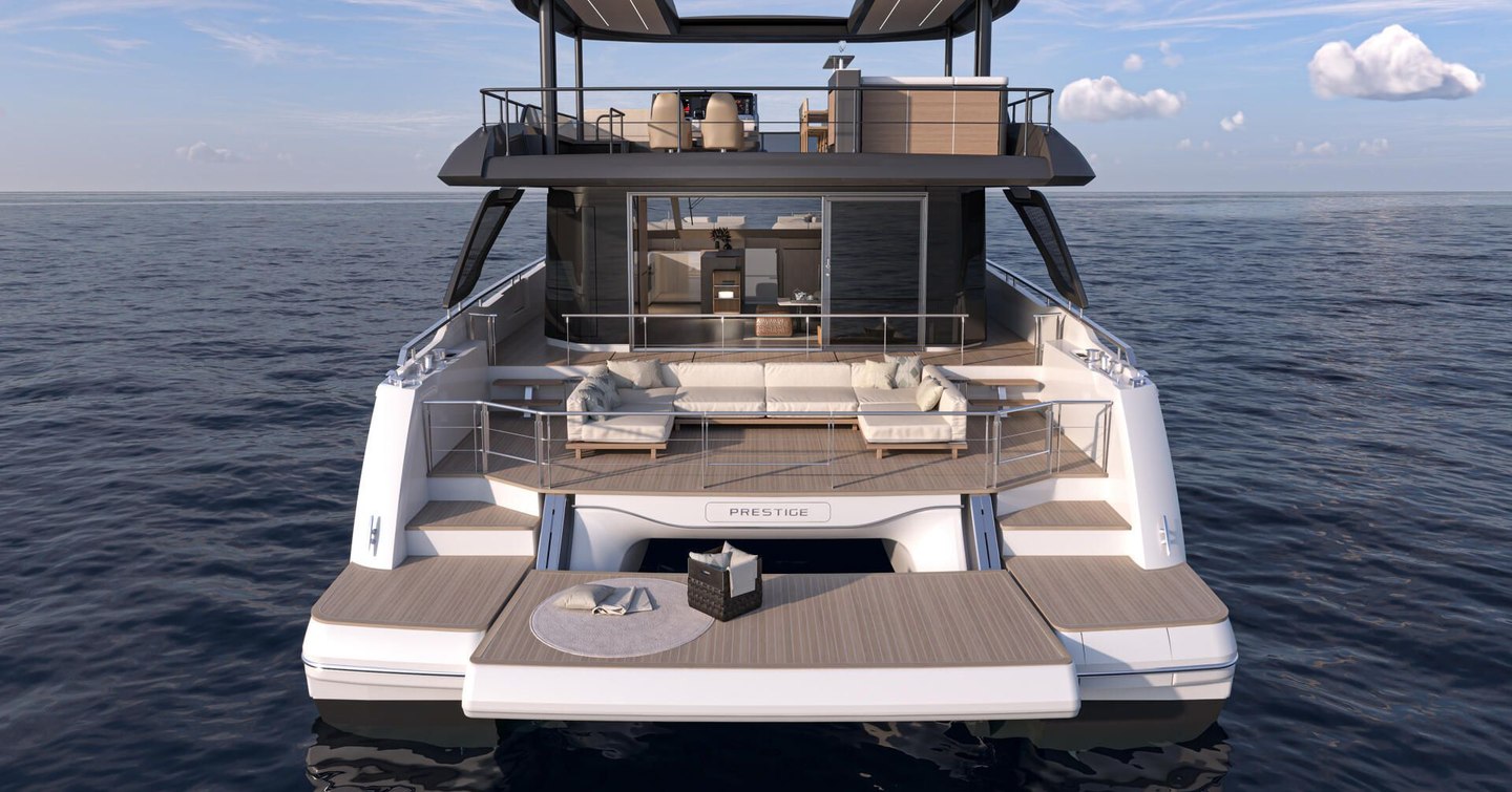 Rendering of Prestige M7 Catamaran beach club