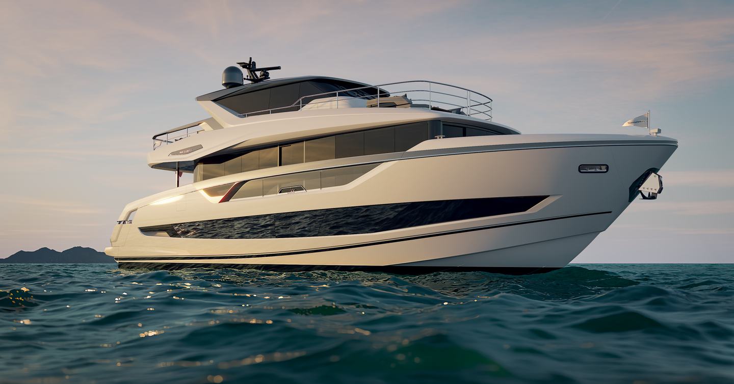 Sunseeker 86 Ocean Enclosed Motor Yacht rendering 