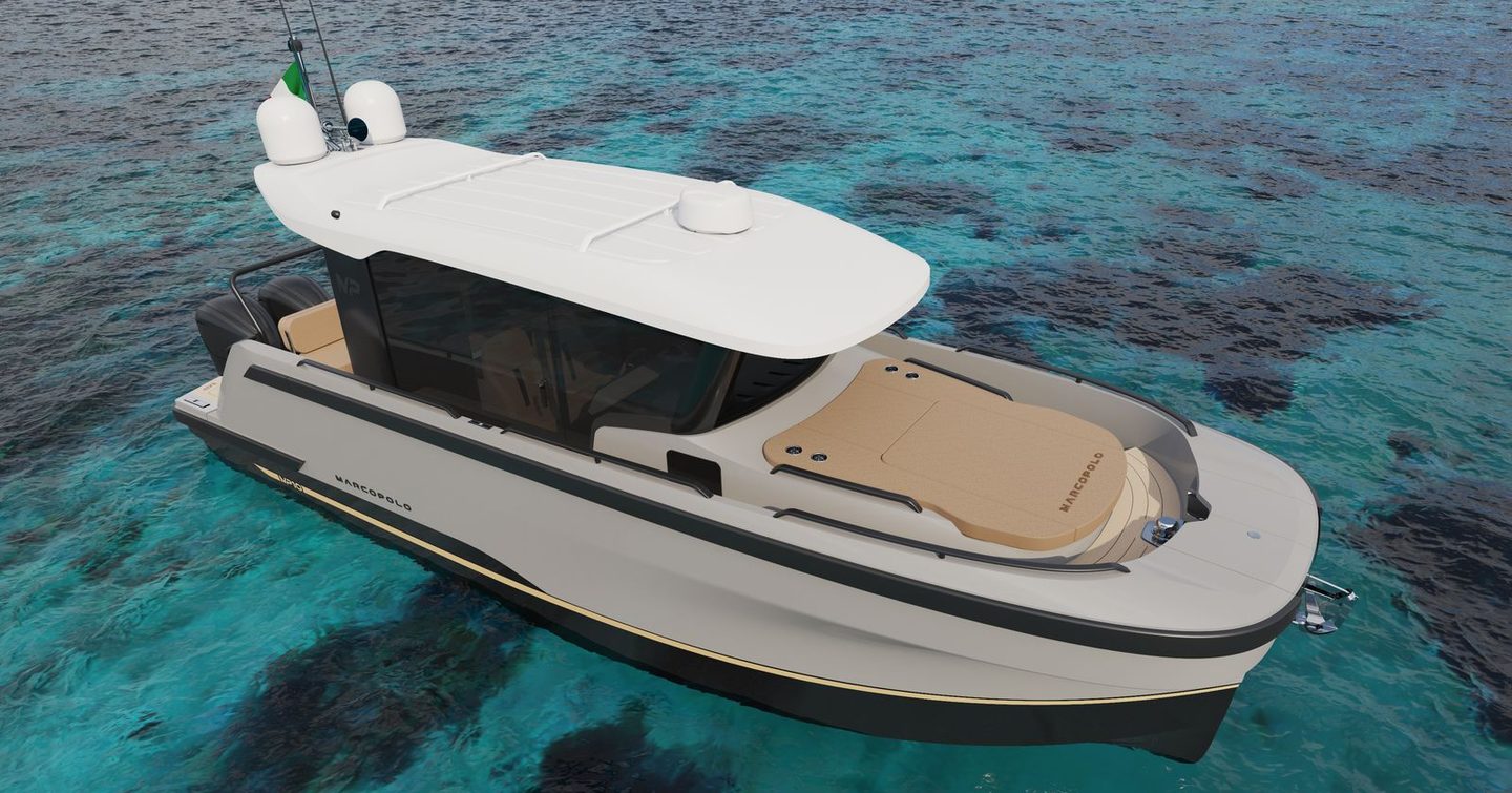 Rendering of Marcopolo Adventure Yachts MP10 boat at anchor 