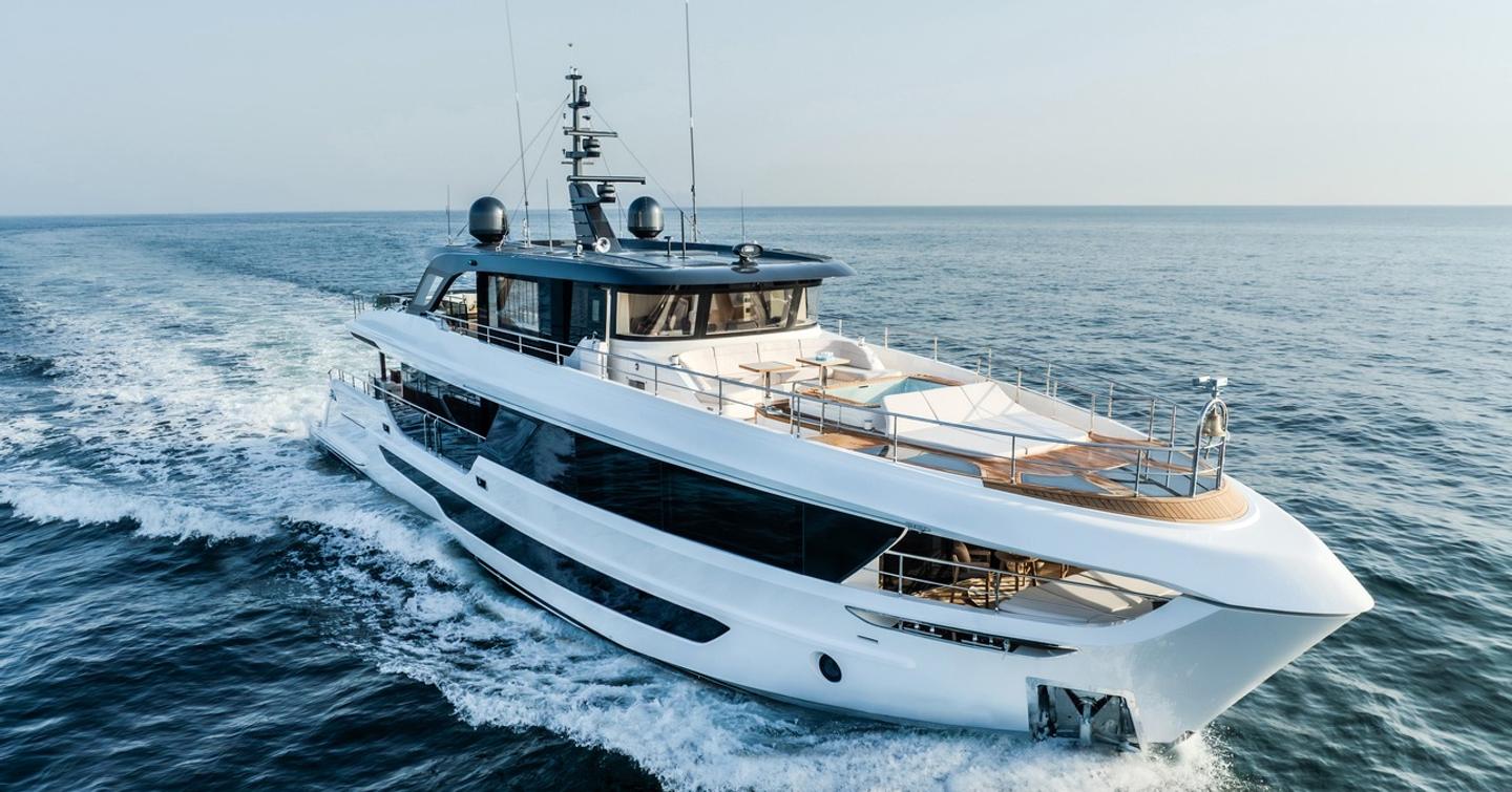 First Majesty 100 Terrace Superyacht under way