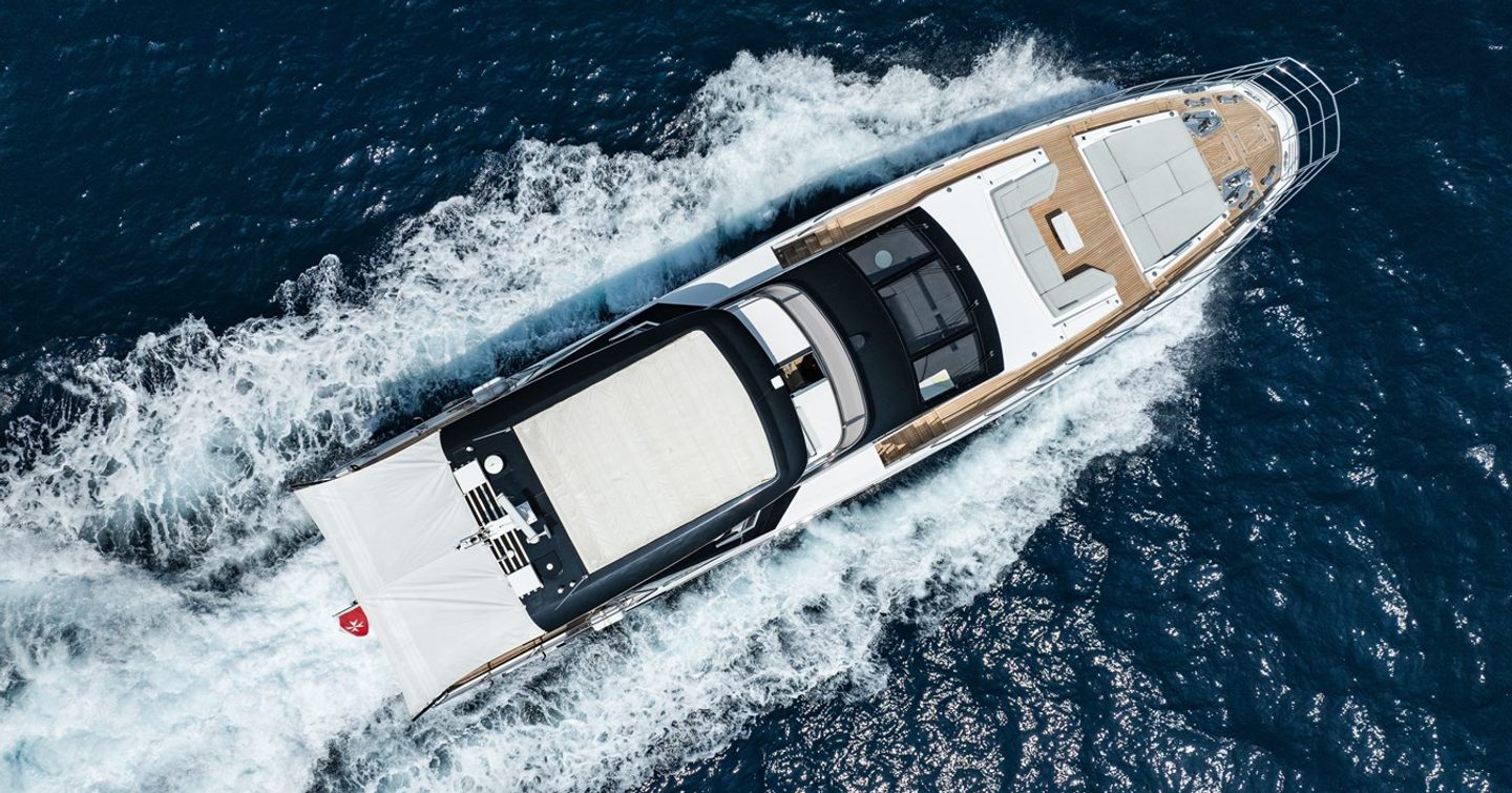 Aerial view of Motor yacht Chillin' under way