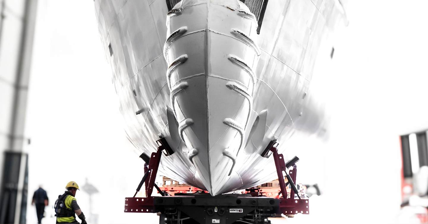 Bottom of hull on superyacht Panorama 02