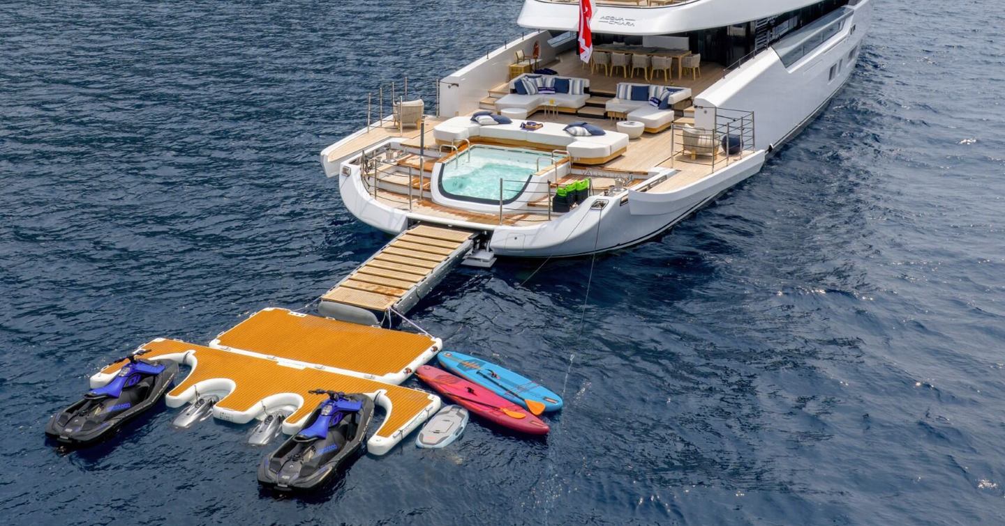 Superyacht Acqua Chiara at anchor with tenders