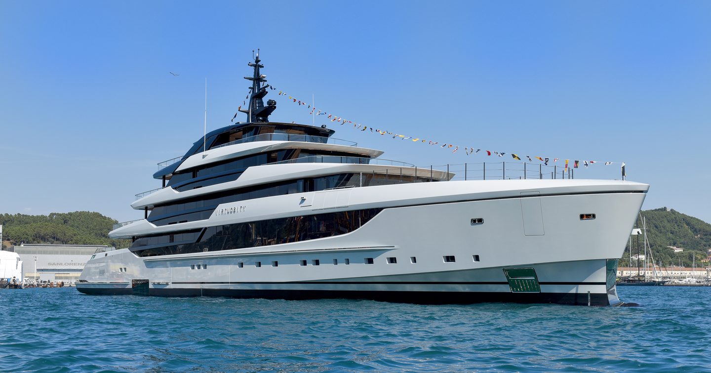Sanlorenzo 74Steel Superyacht Virtuosity at launch