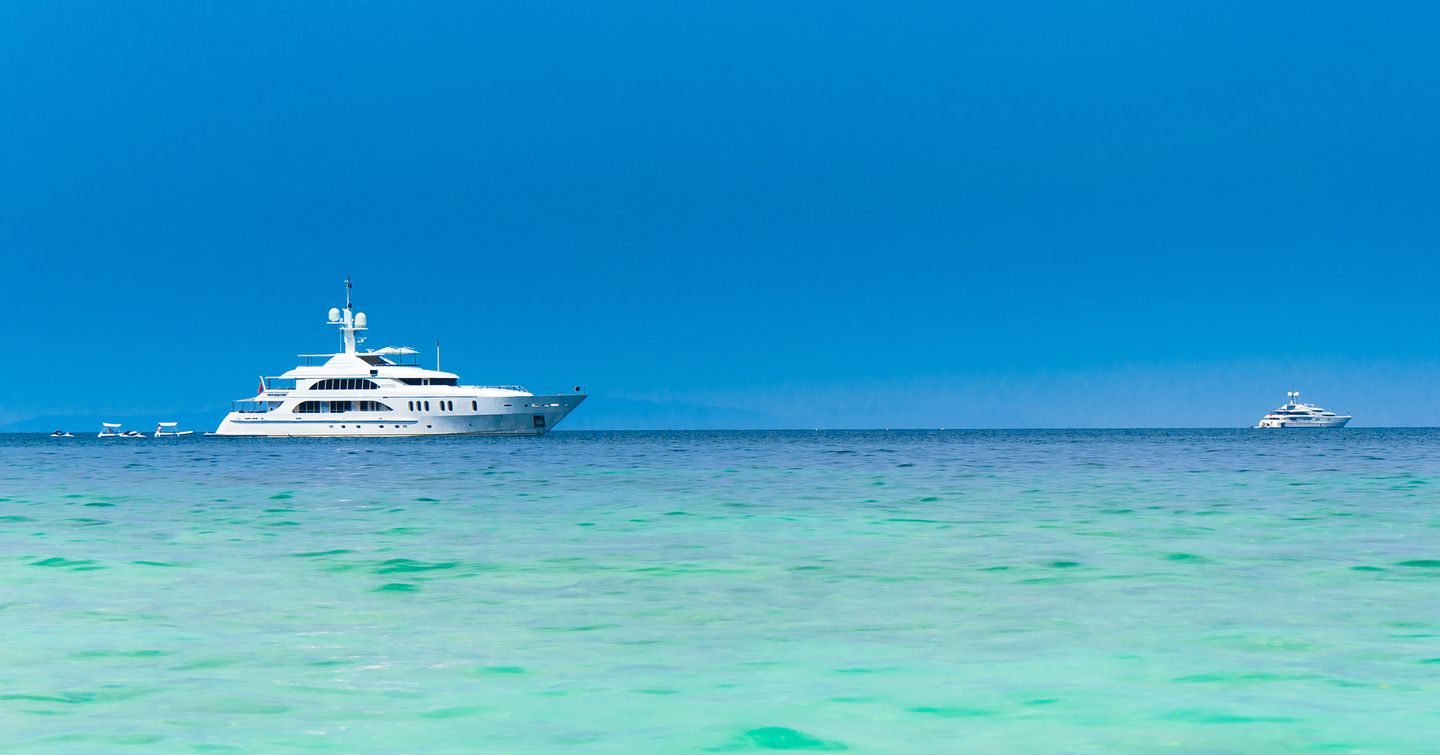 superyacht at anchor side view 