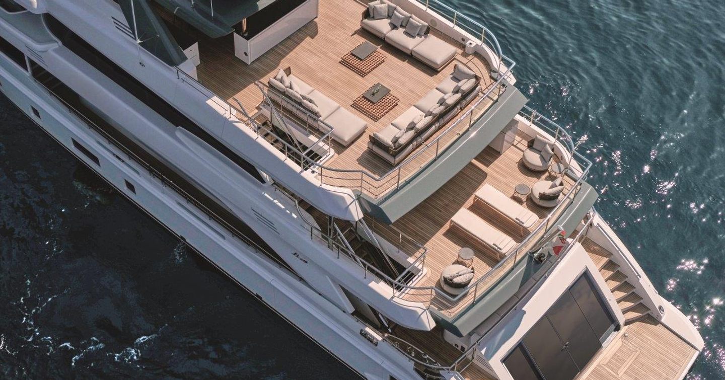 Benetti Diamond 145 INK superyacht viewed from above showing four decks