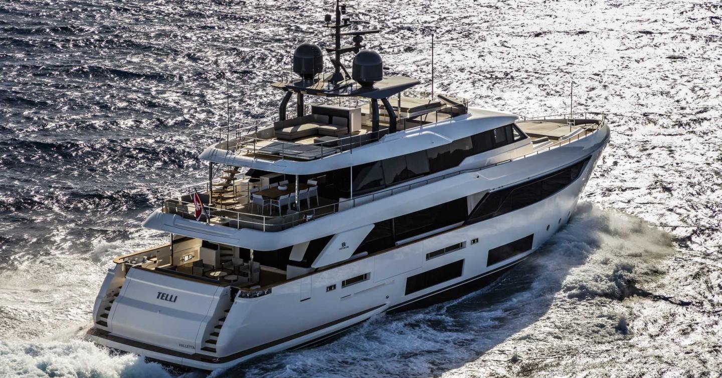 Custom Line Navetta 33 superyacht under way 
