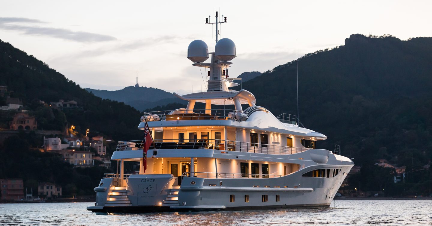 Aft view of Amels superyacht GRACE