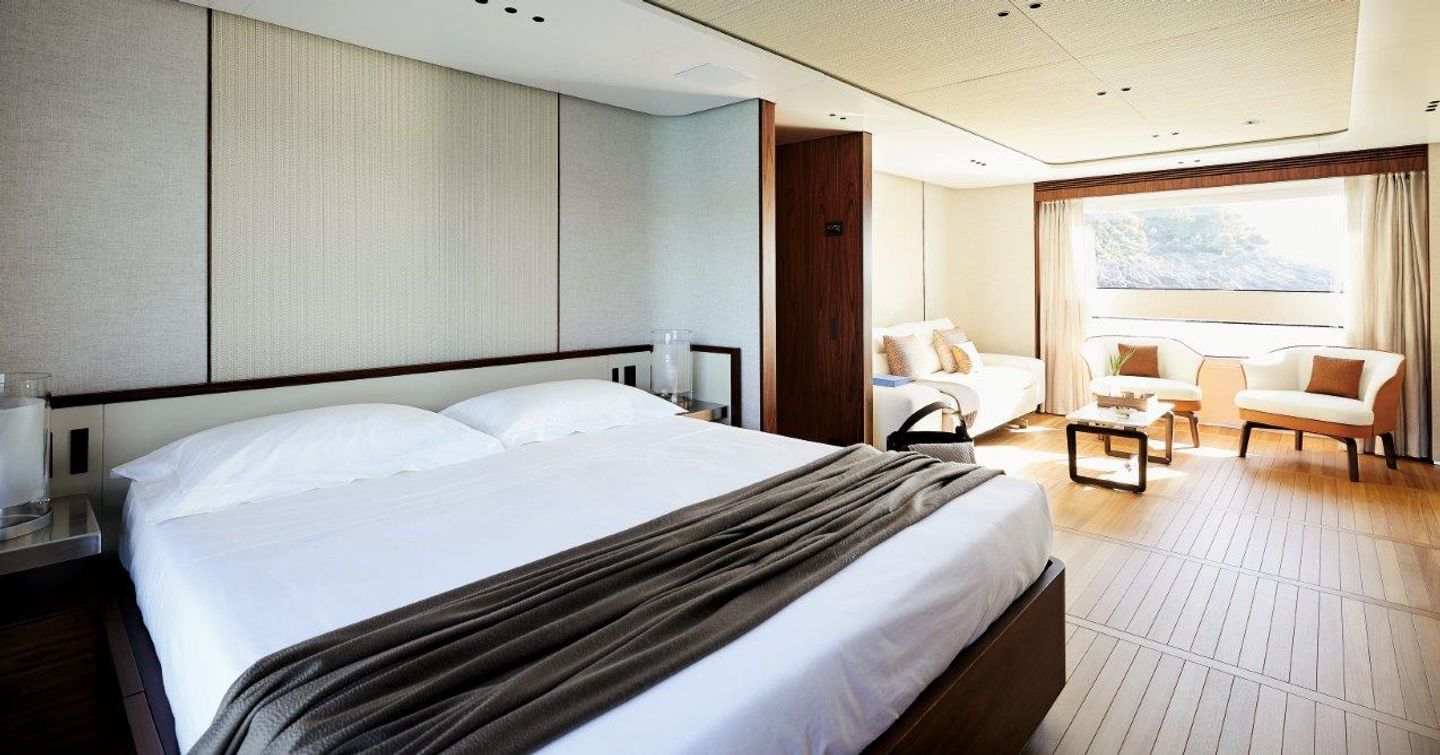 Double bed in large cabin on Benetti Oasis 40M