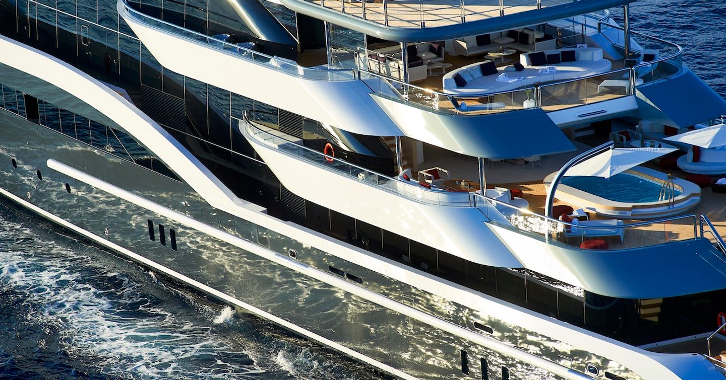 Oceanco yacht DAR close up on aft deck levels