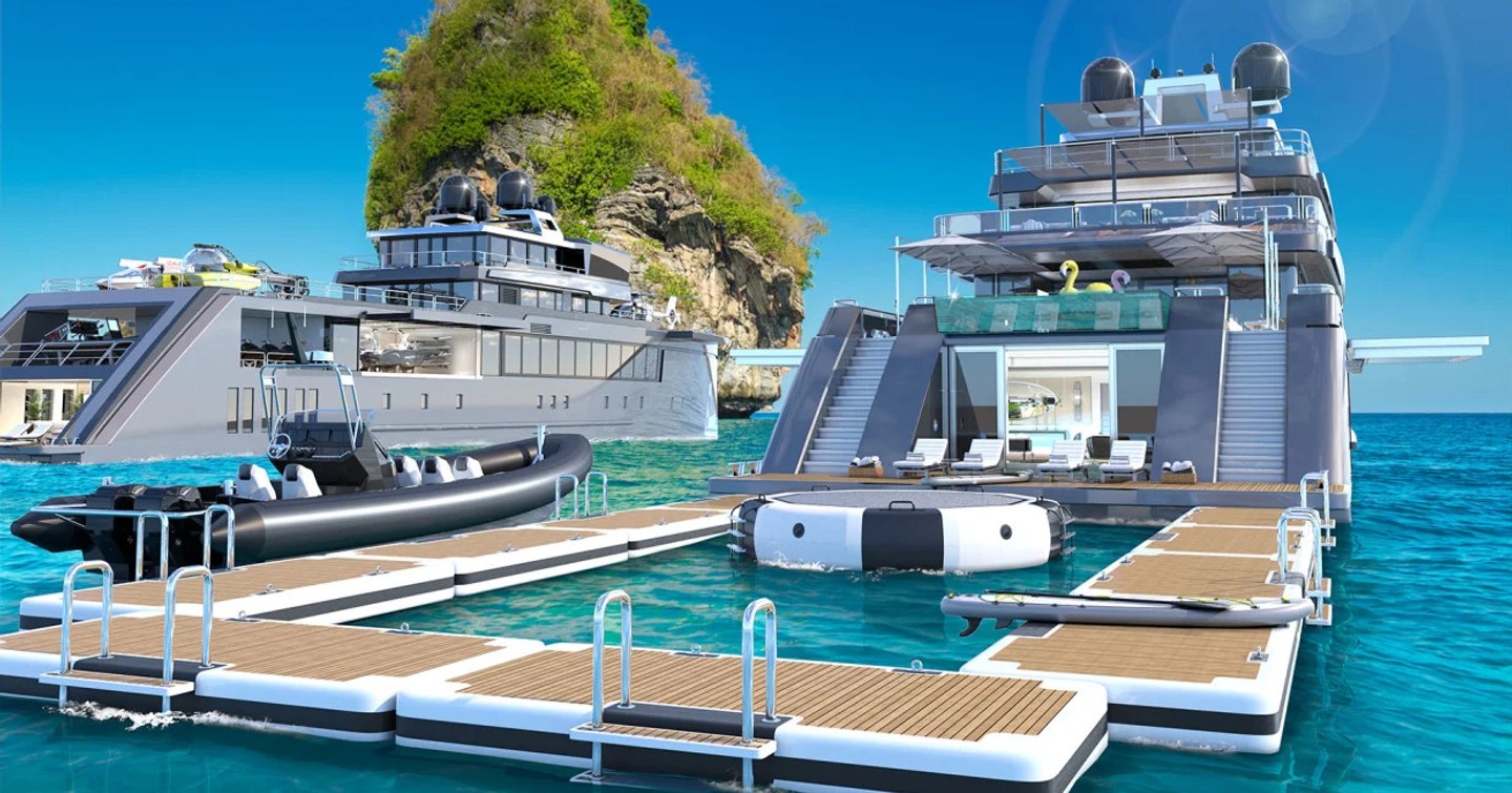 Swim platform behind one of TWINS yachts