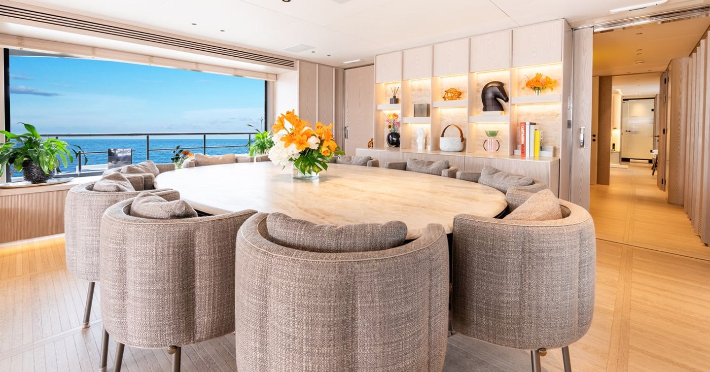 Superyacht A+'s spacious and comfortable dining area