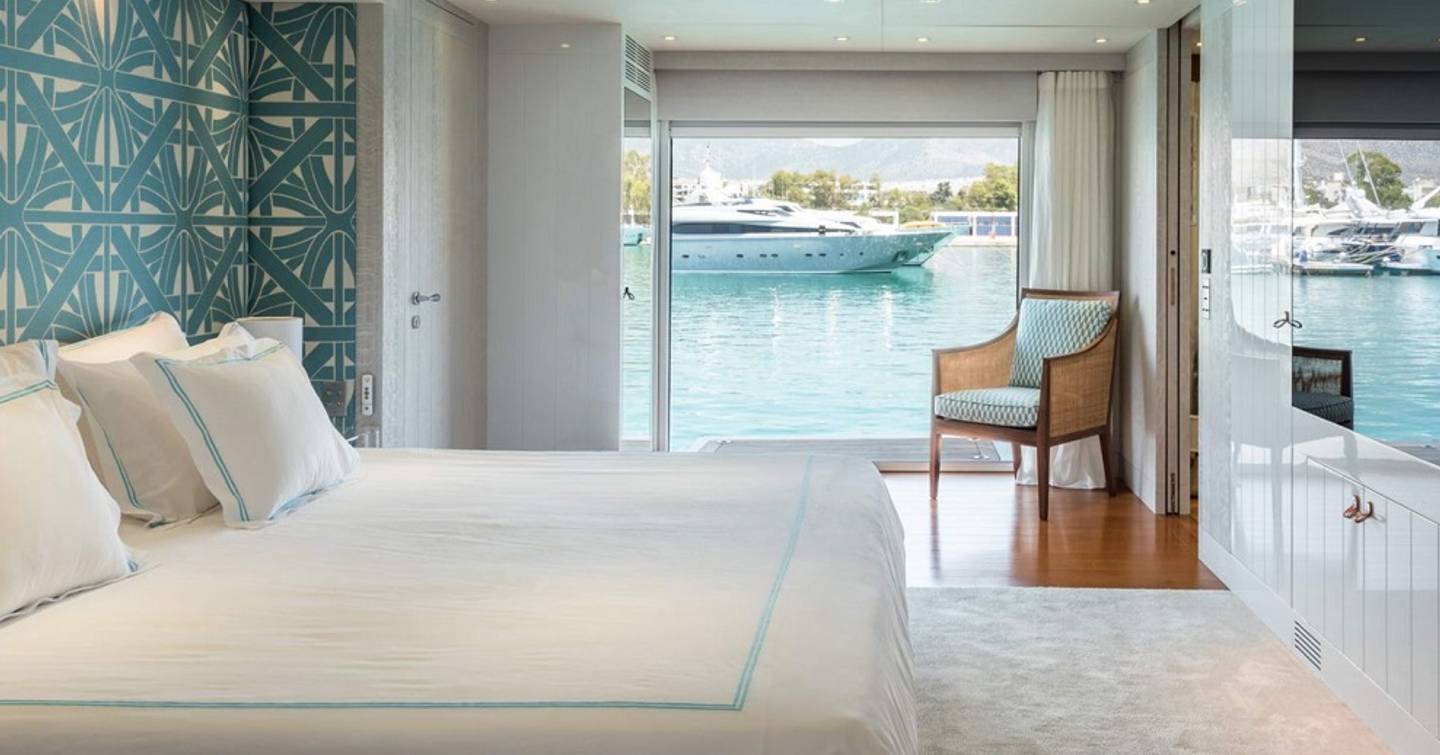 Baglietto motor yacht Lucky Me Yacht Academy master cabin with balcony 