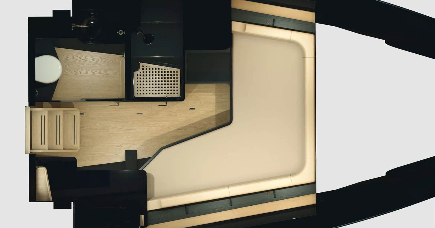 Windy Boats SR53 Tender single cabin layout rendering 