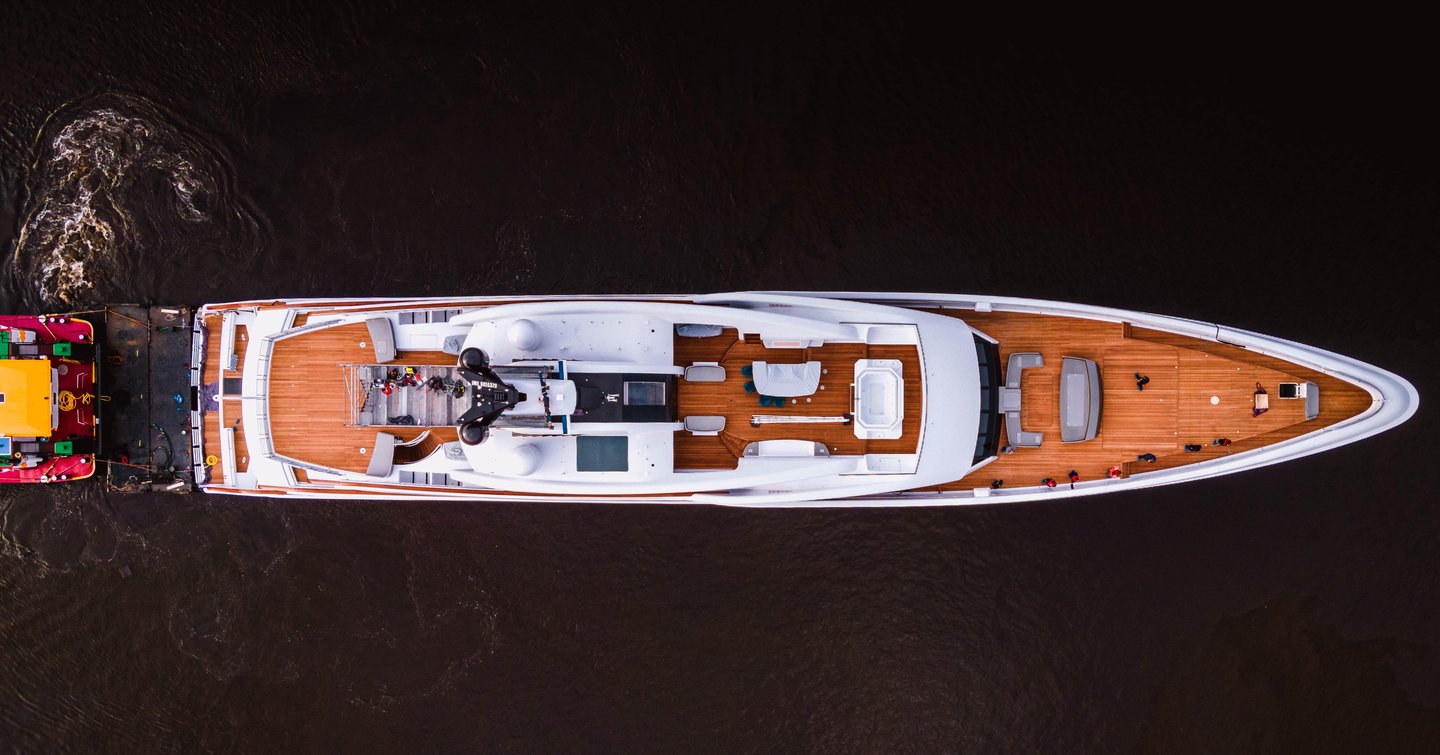 Feadship 819 viewed from above