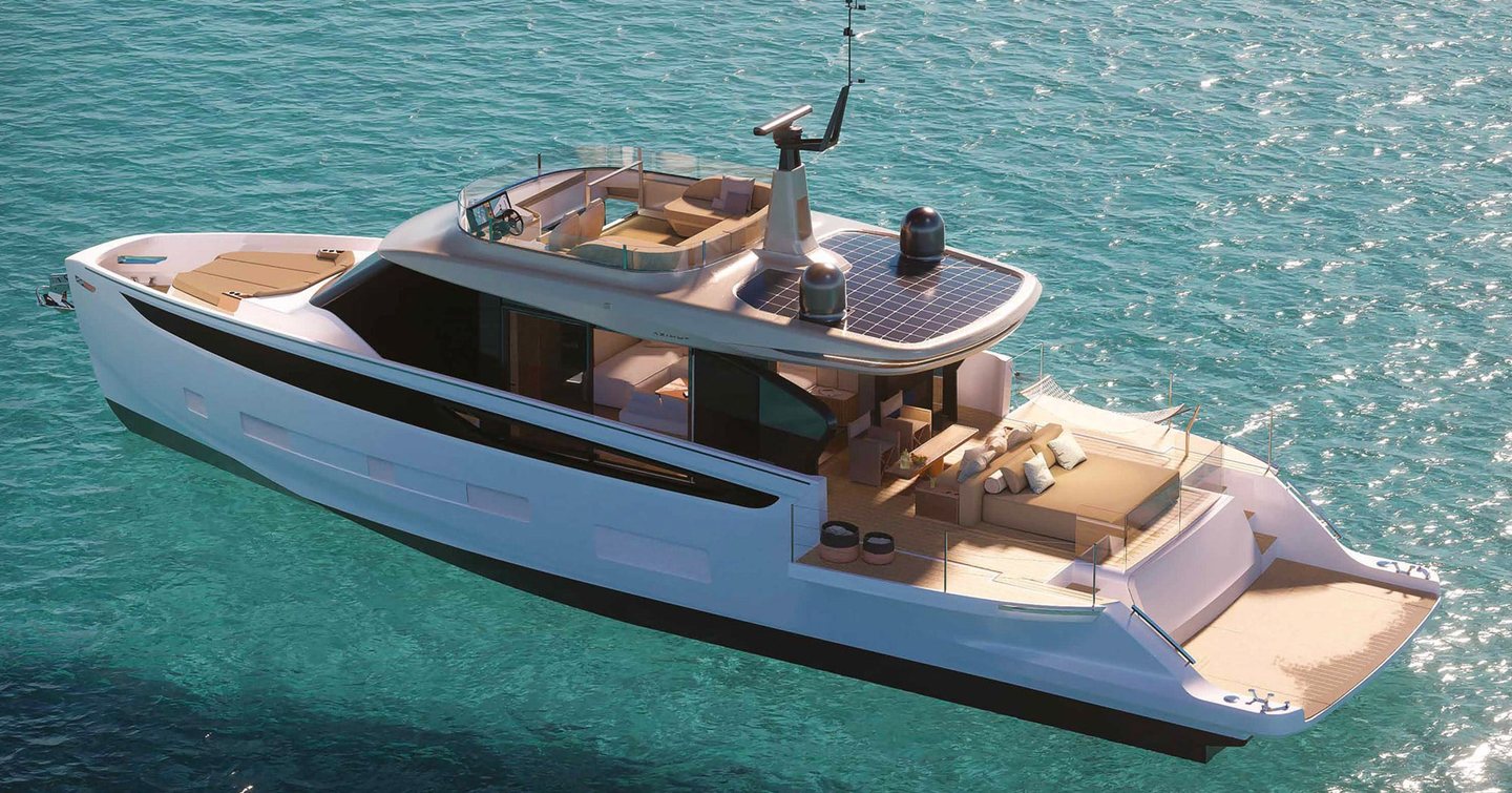 A render of the Azimut Seadeck 7 at sea