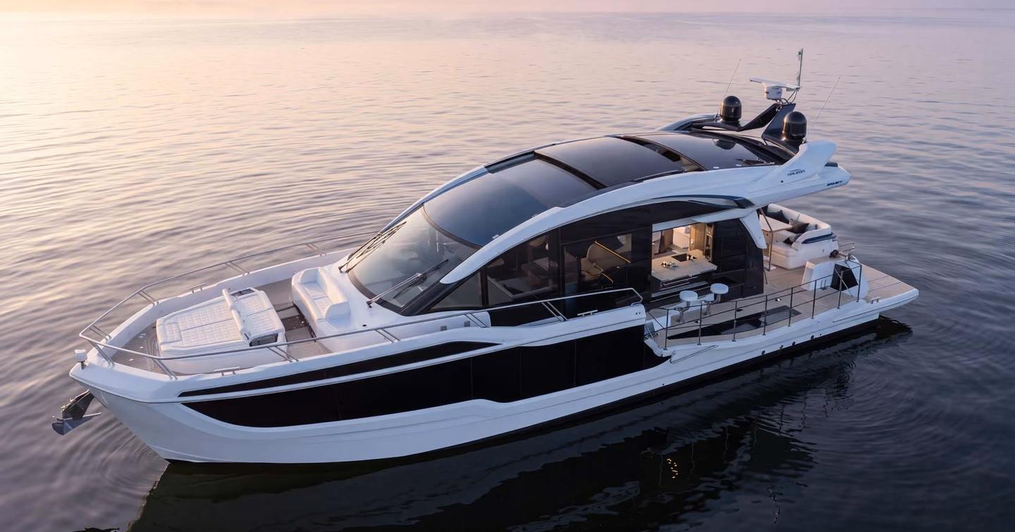 Galeon 570 SKY Motor Yacht at anchor