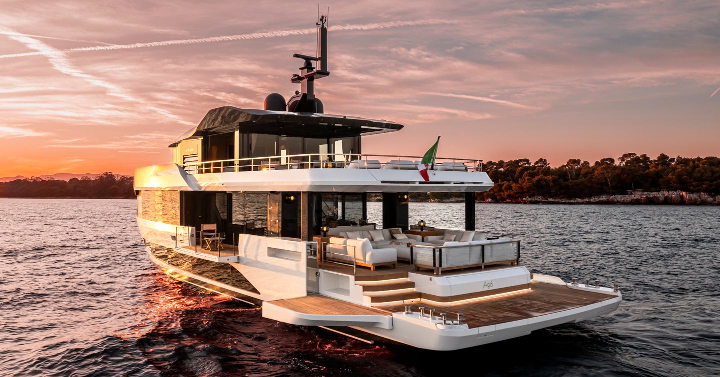 Motor yacht Arcadia A96 aft and beach deck