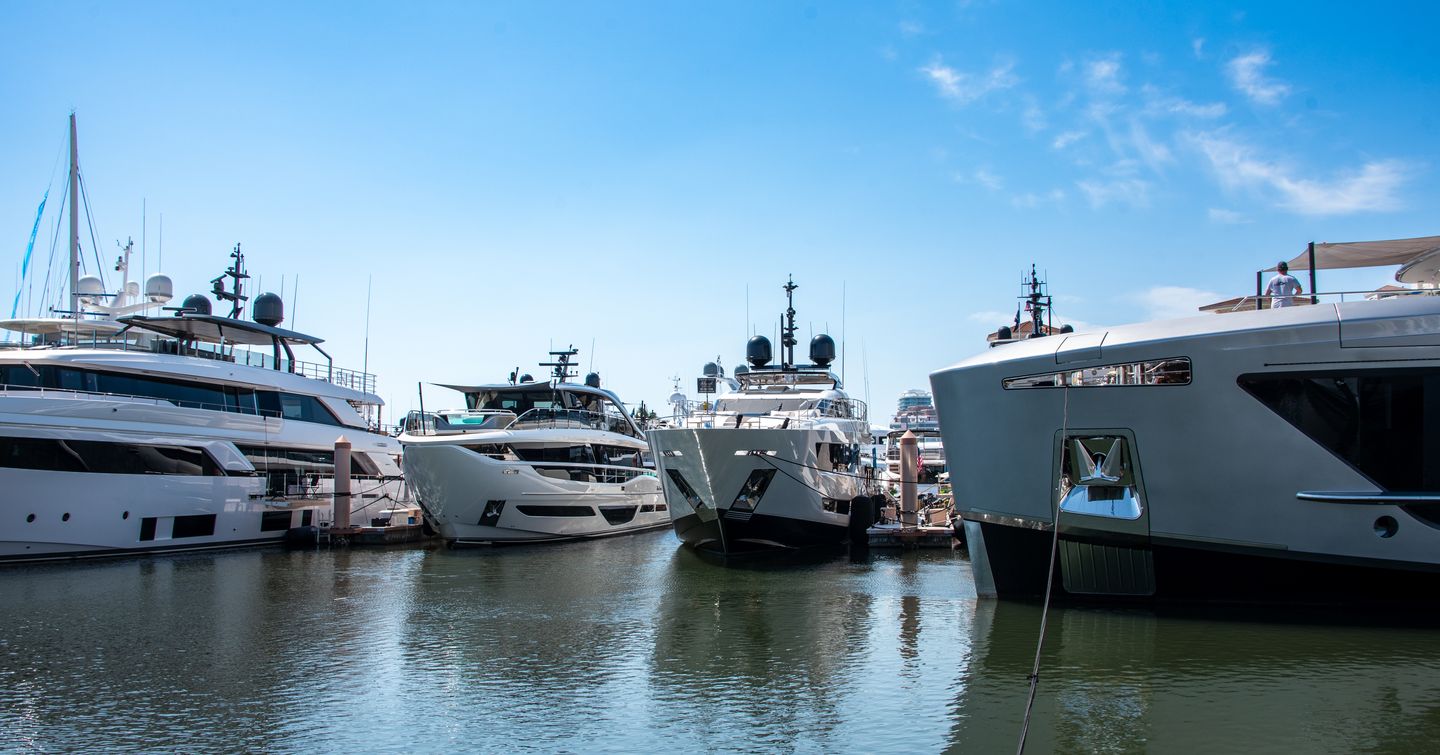 Superyachts docked at Palm Beach International Boat Show 2026