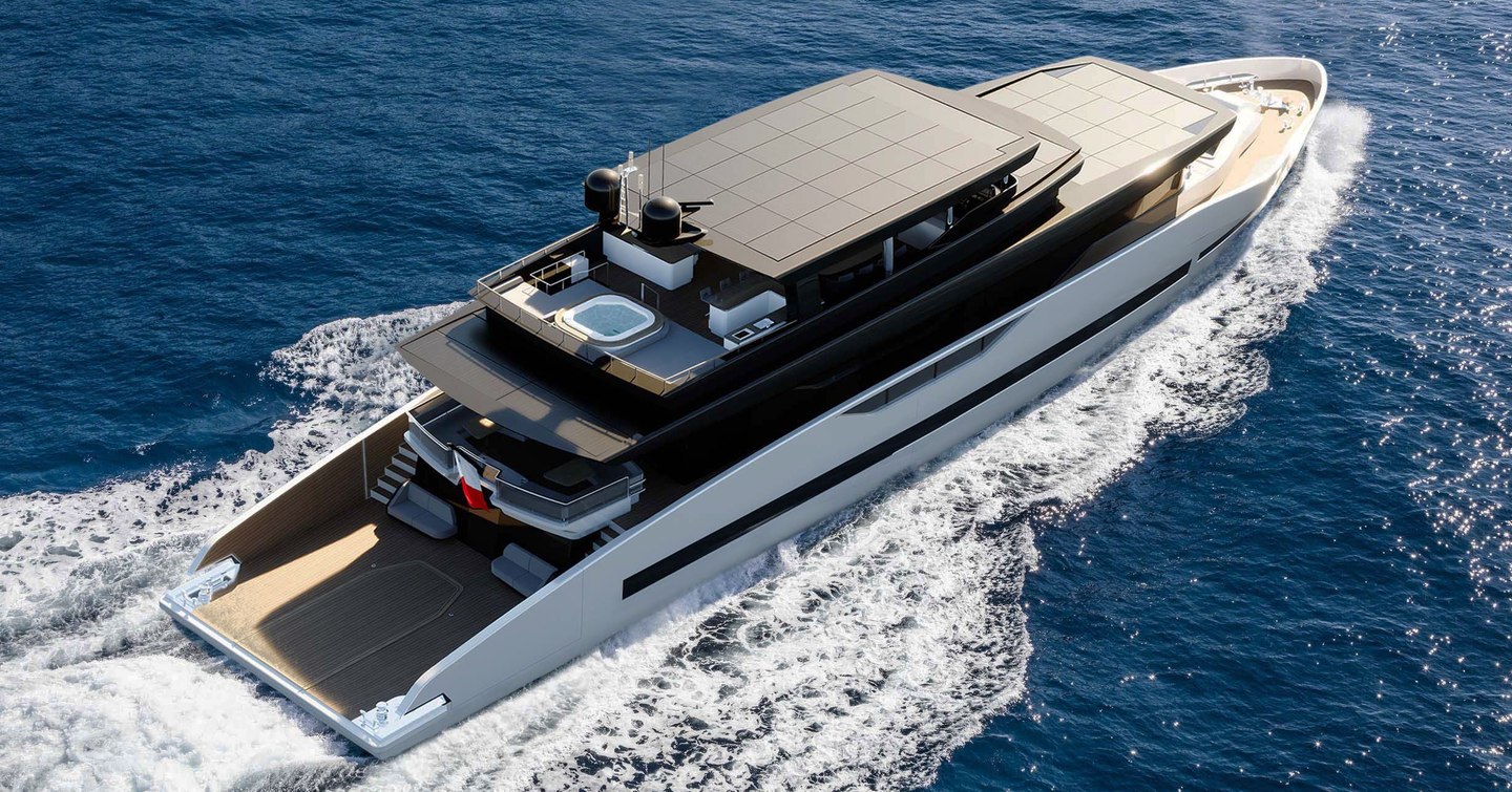 Rendering of GX42 superyacht under way