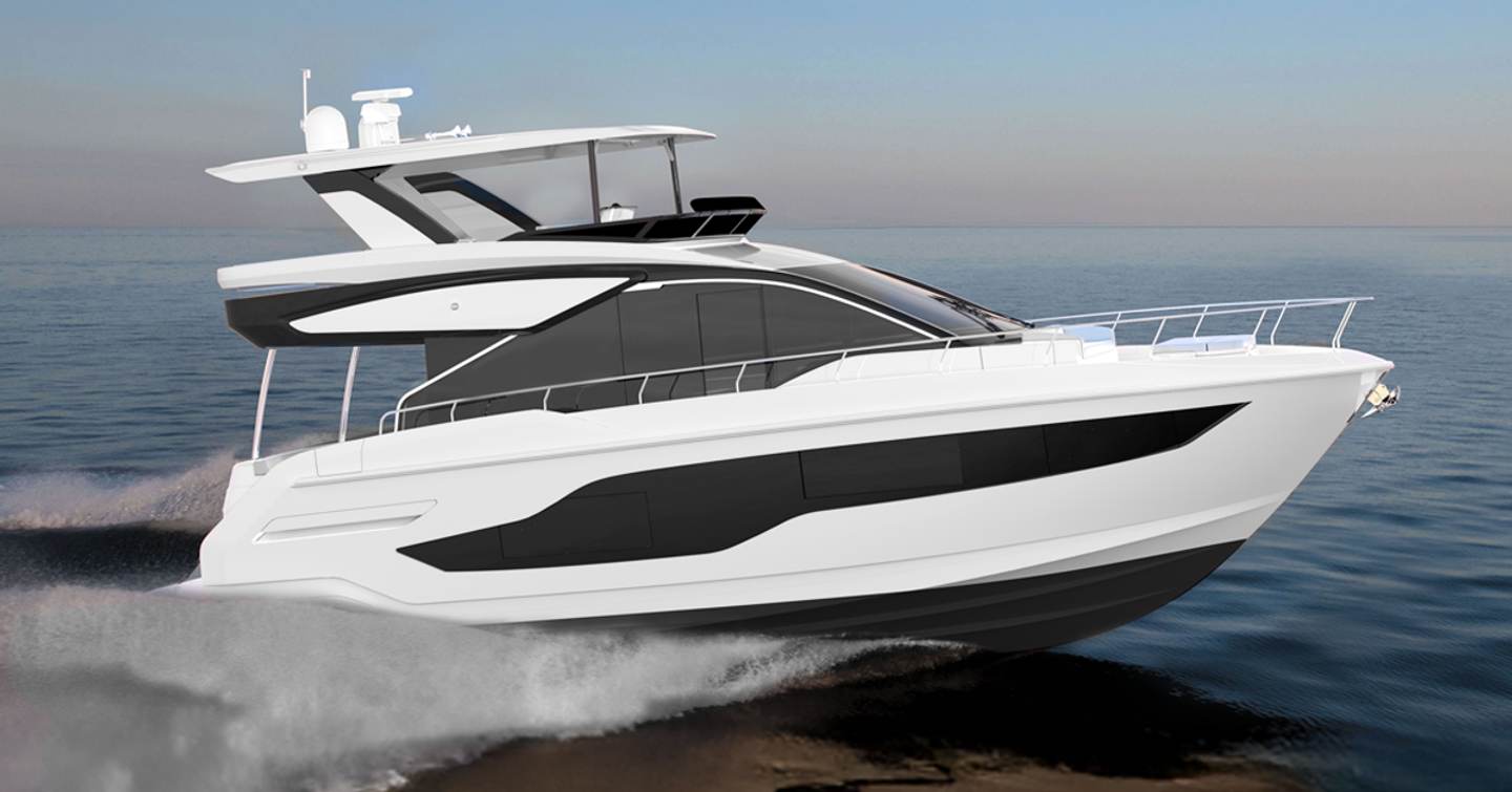 Rendering of Cruisers 50 FLY motor yacht under way 