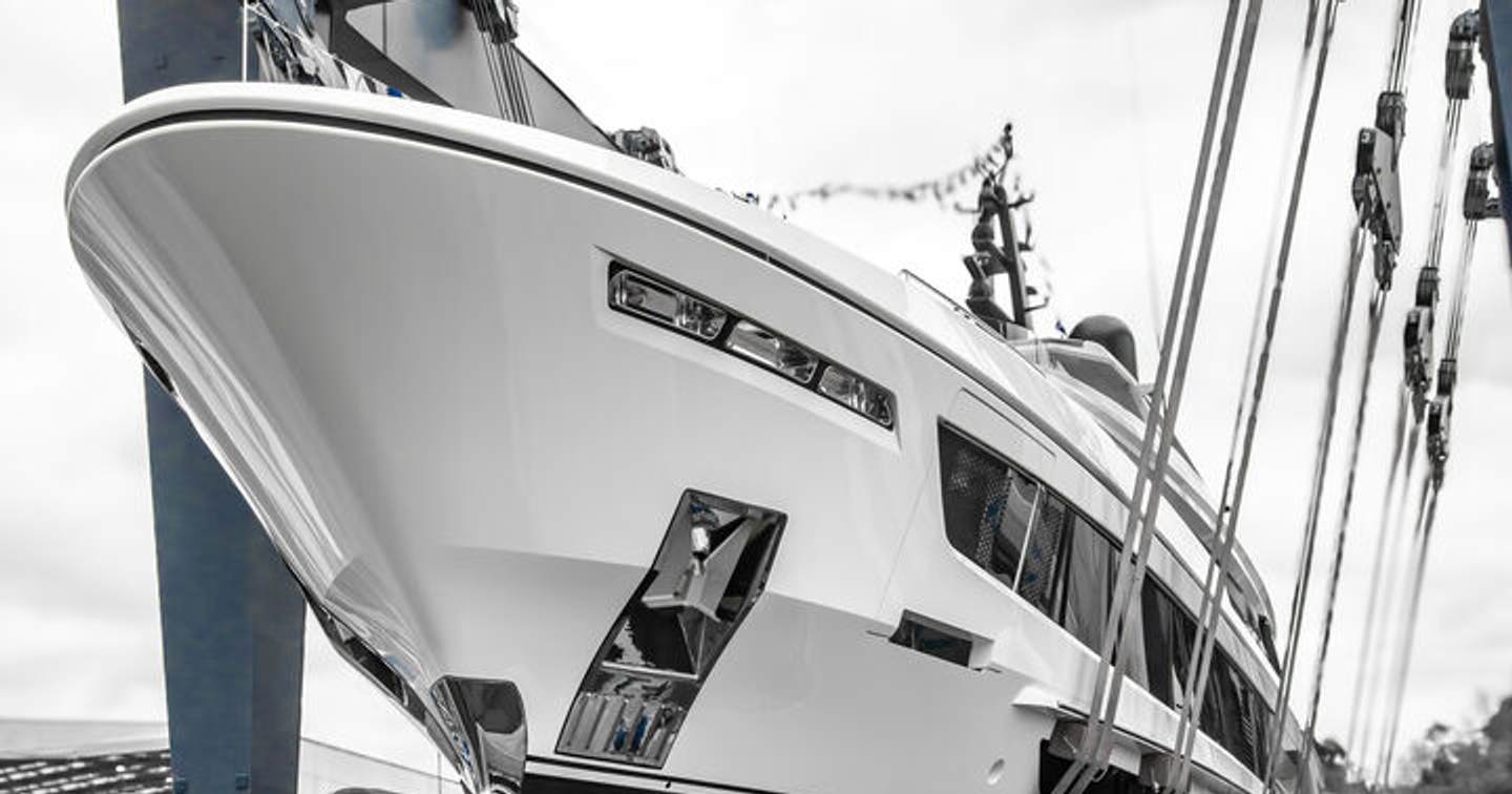 Superyacht Marsa Luna bow at launch