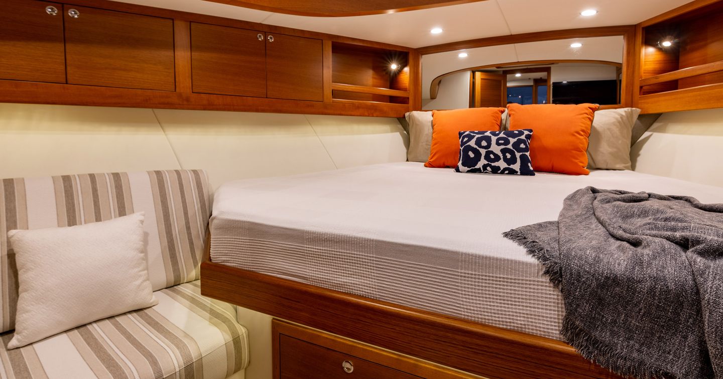 PB50 cabins are cosy and feature an ample-sized berth for two