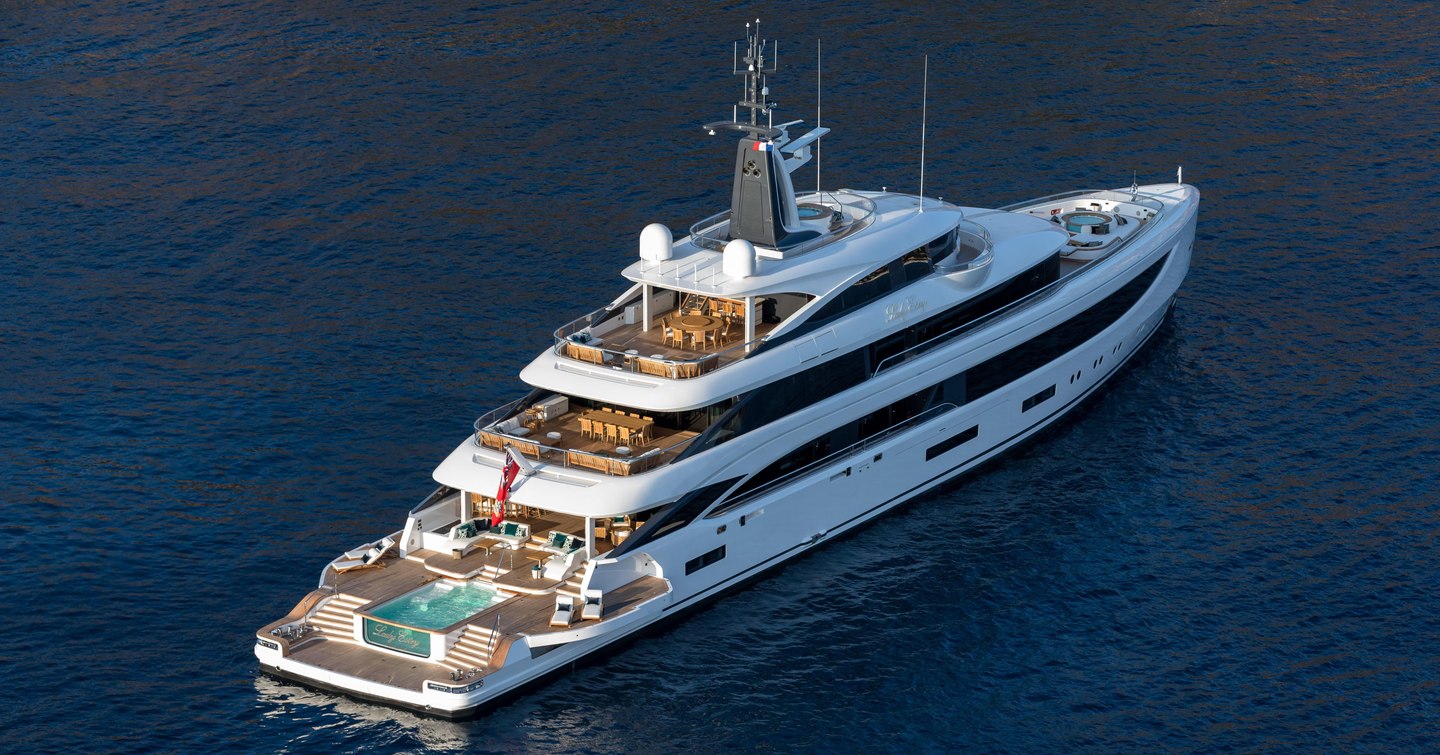 Motor yacht Lady Estey at anchor