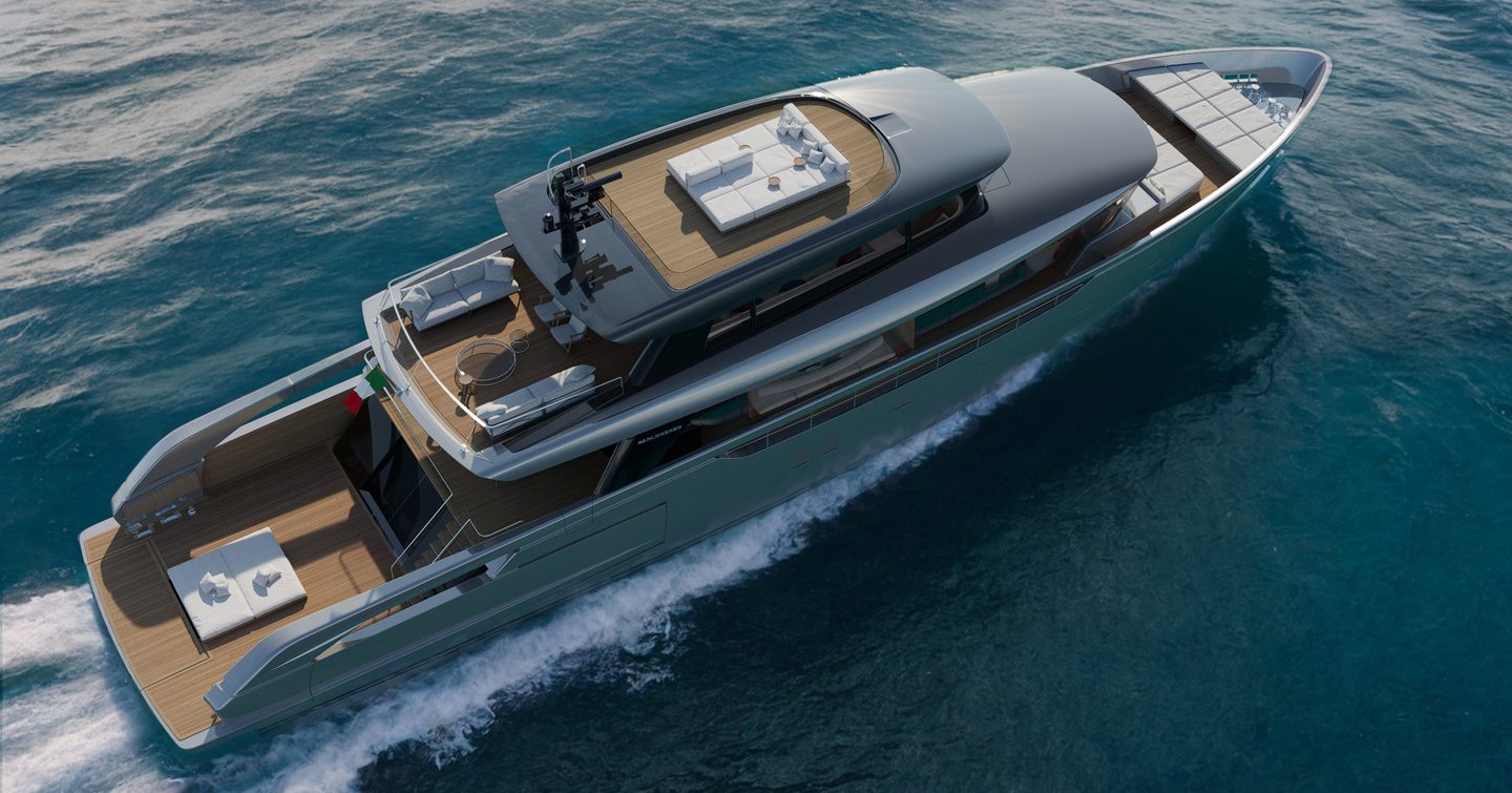 Rendering of sanlorenzo SX120 superyacht under way 