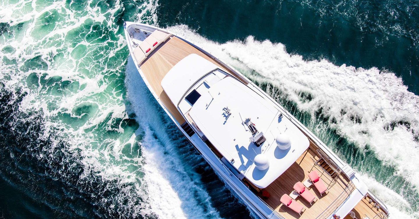  Feadship motor yacht Graycliffs underway aerial view 