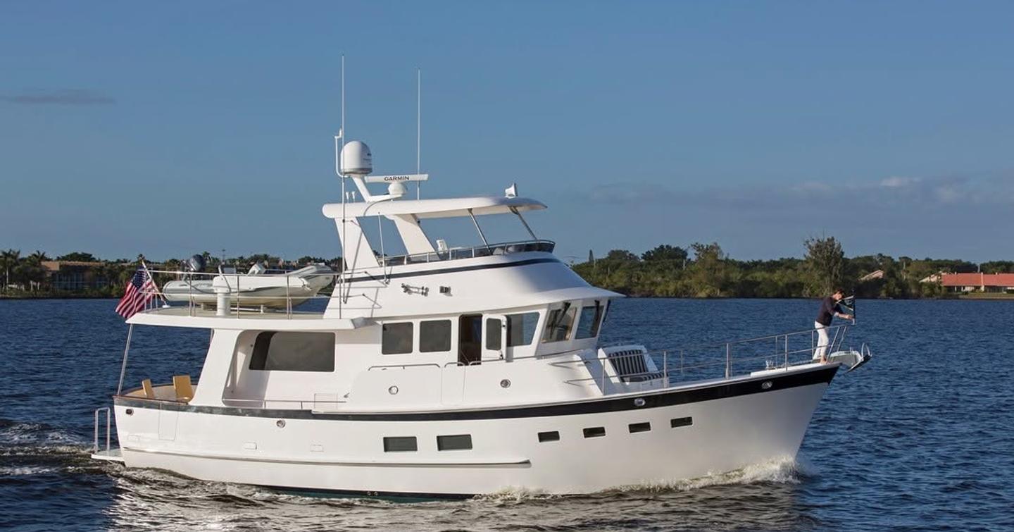 Kadey Krogen 50’ Open at anchor side view 