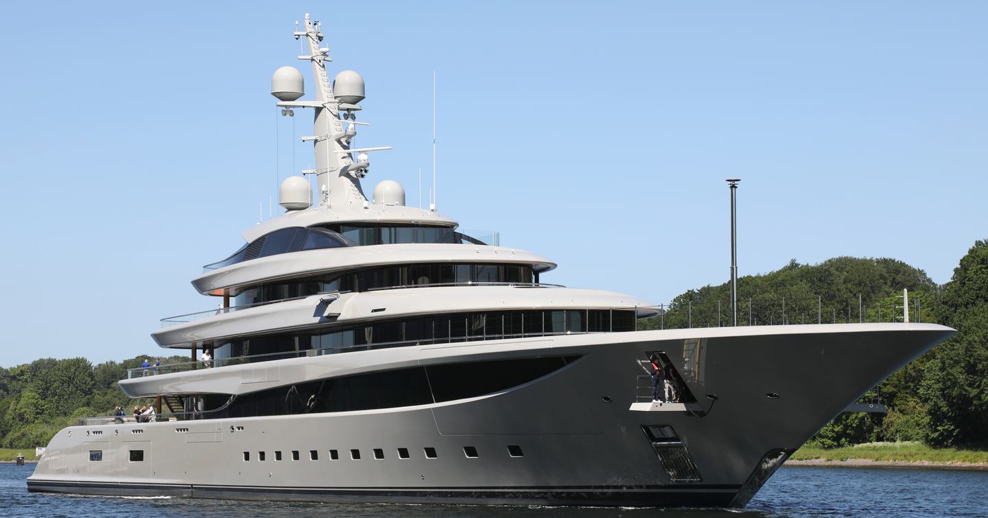 Front shot of Superyacht Nixie under way on sea trials 