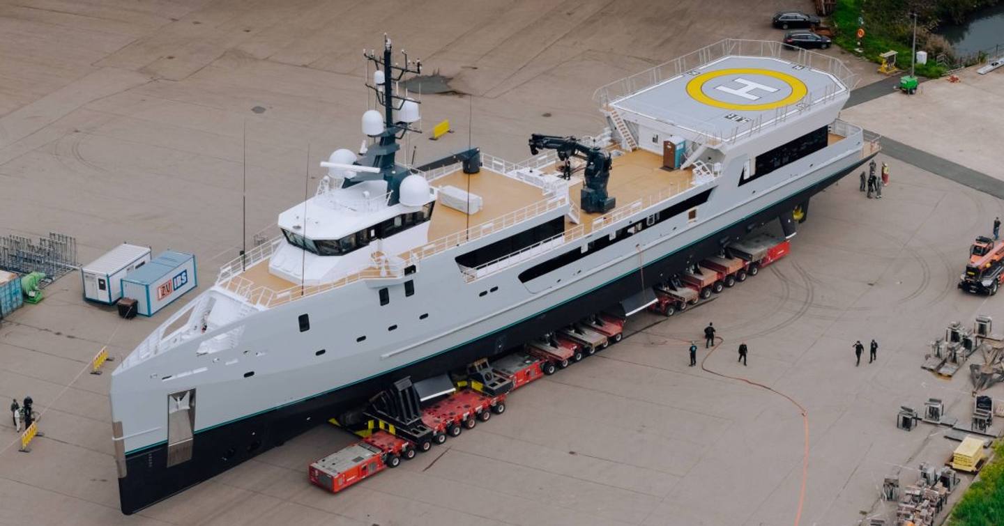 Damen superyacht Indratus at shipyard view of working deck 