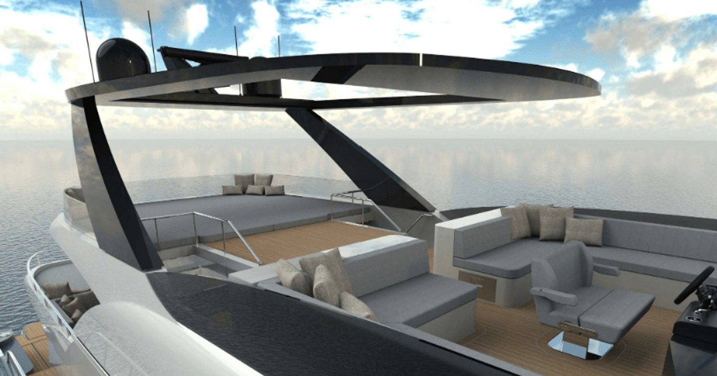 Rendering of St-Barth 85 Fly motor yacht flybridge