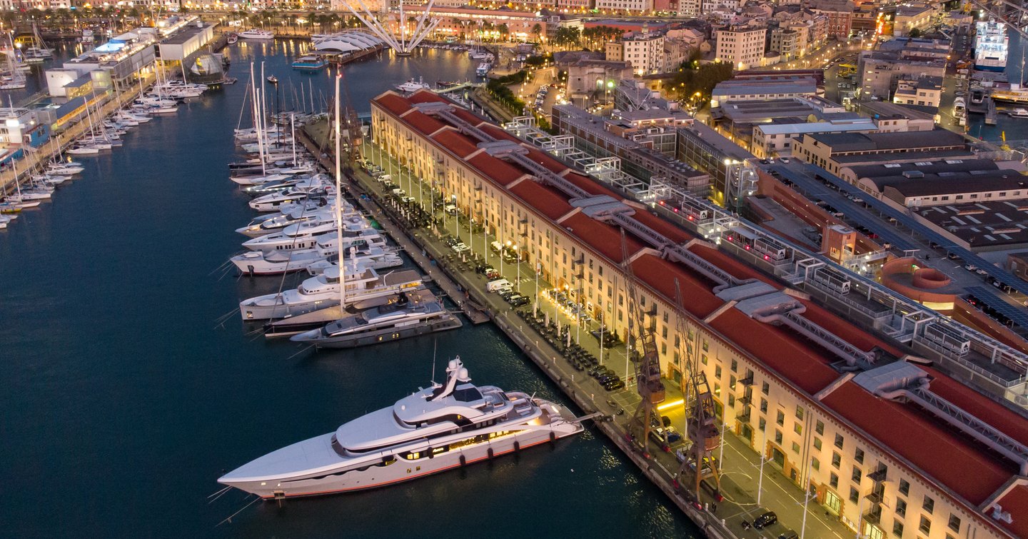 aerial view of the port of Genoa