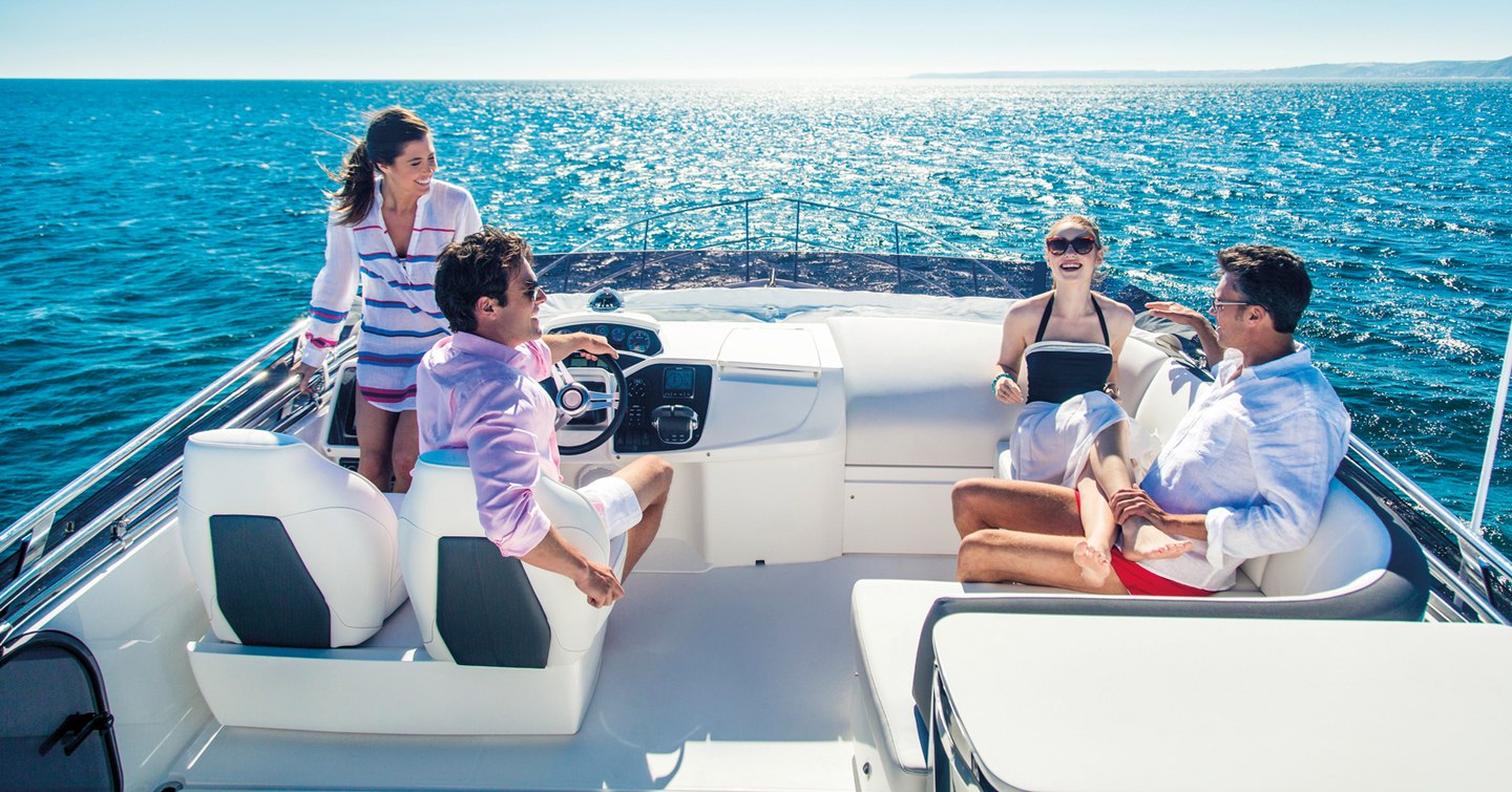 people relaxing on the flybridge deck