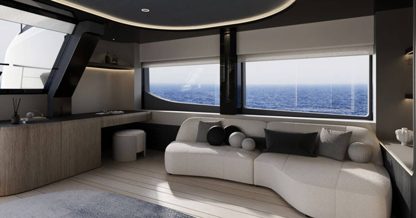 Soft edges and curved shapes help to foster a sense of calmness and well-being onboard