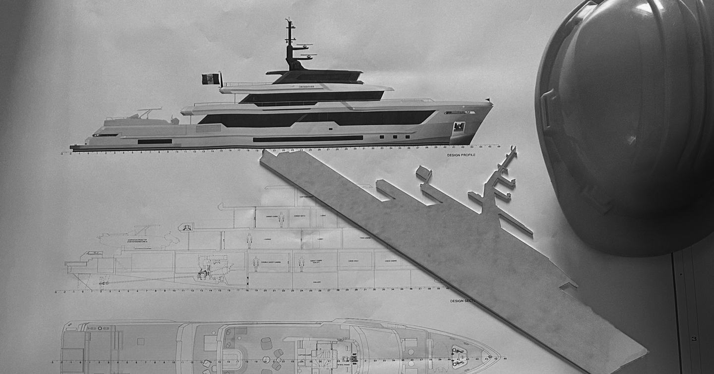 Blueprints and layouts of new Columbus Crossover 48 superyacht